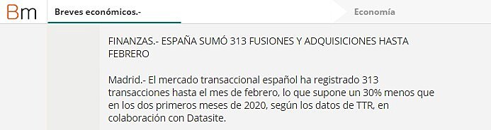 Espaa sum 313 fusiones y adquisiciones hasta febrero